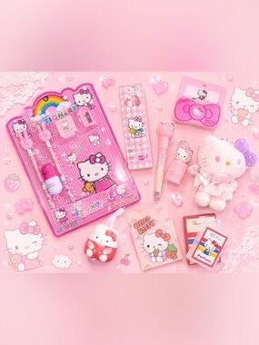 Hello Kitty Sanrio stationary makeup bundle hair clip accessories plush keychain